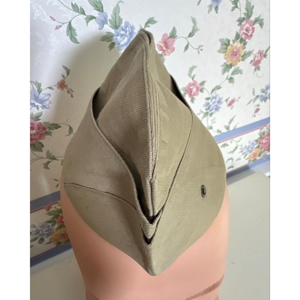 Vintage US Military Garrison Cap Cotton Khaki Side Cap DSA 100-2298 Size 6 5/8